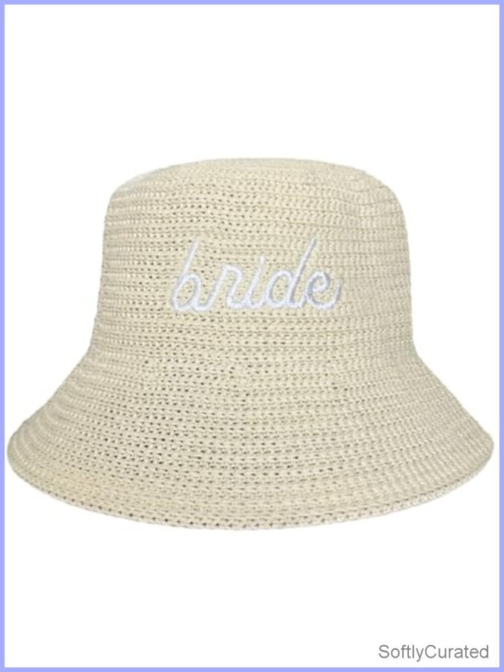 Straw Bucket Hat with Bride Embroidery Bachelorette Party Accessory